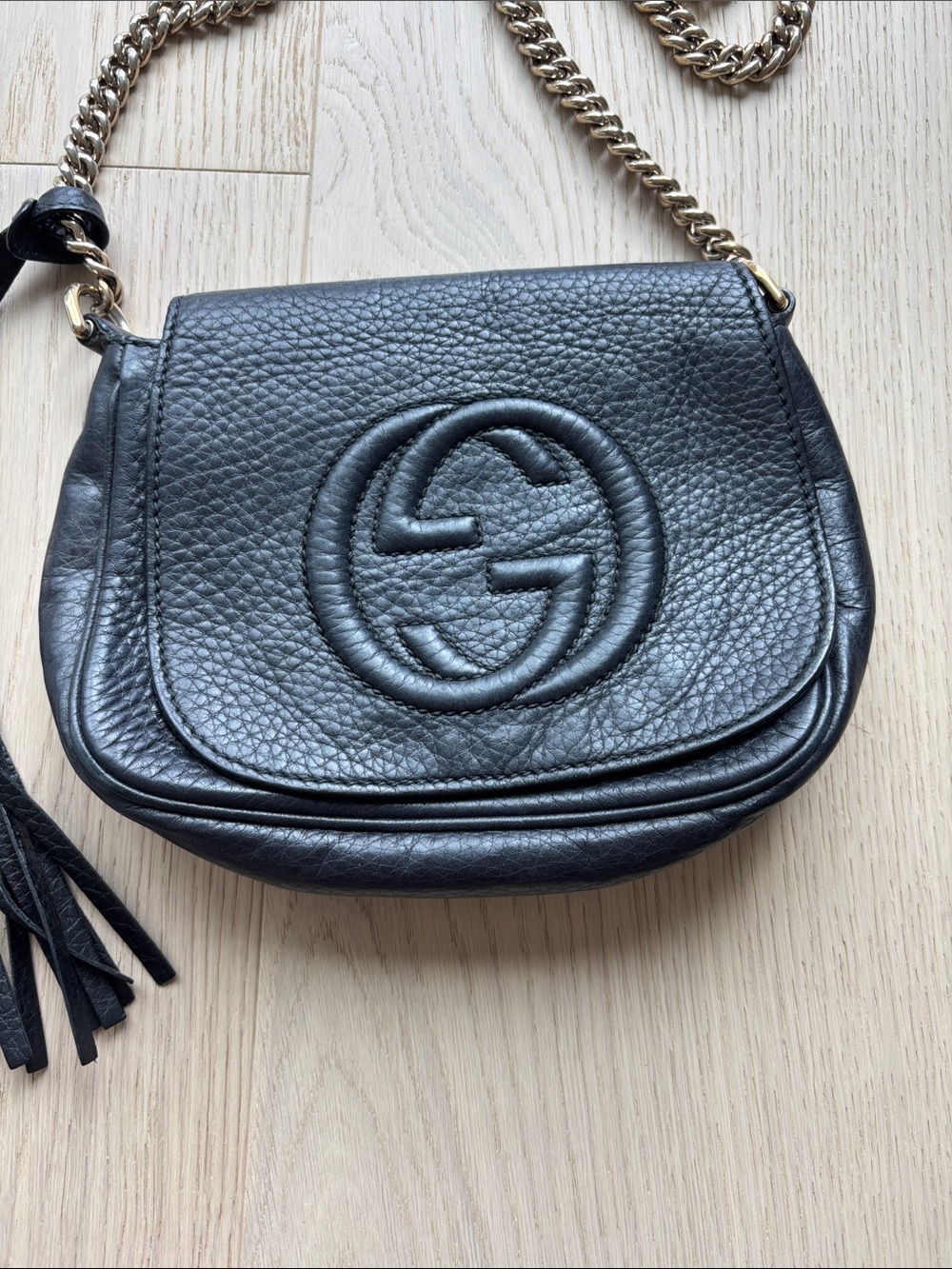 Gucci Black Soho Interlocking G Chain Crossbody Bag - Picture 2 of 12